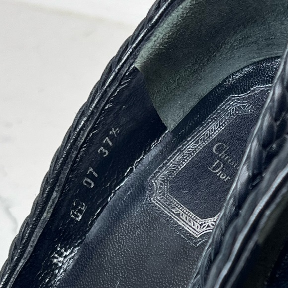 Authentic Dior Black Vintage Braided Leather Pumps 37.5 - Picture 5 of 6